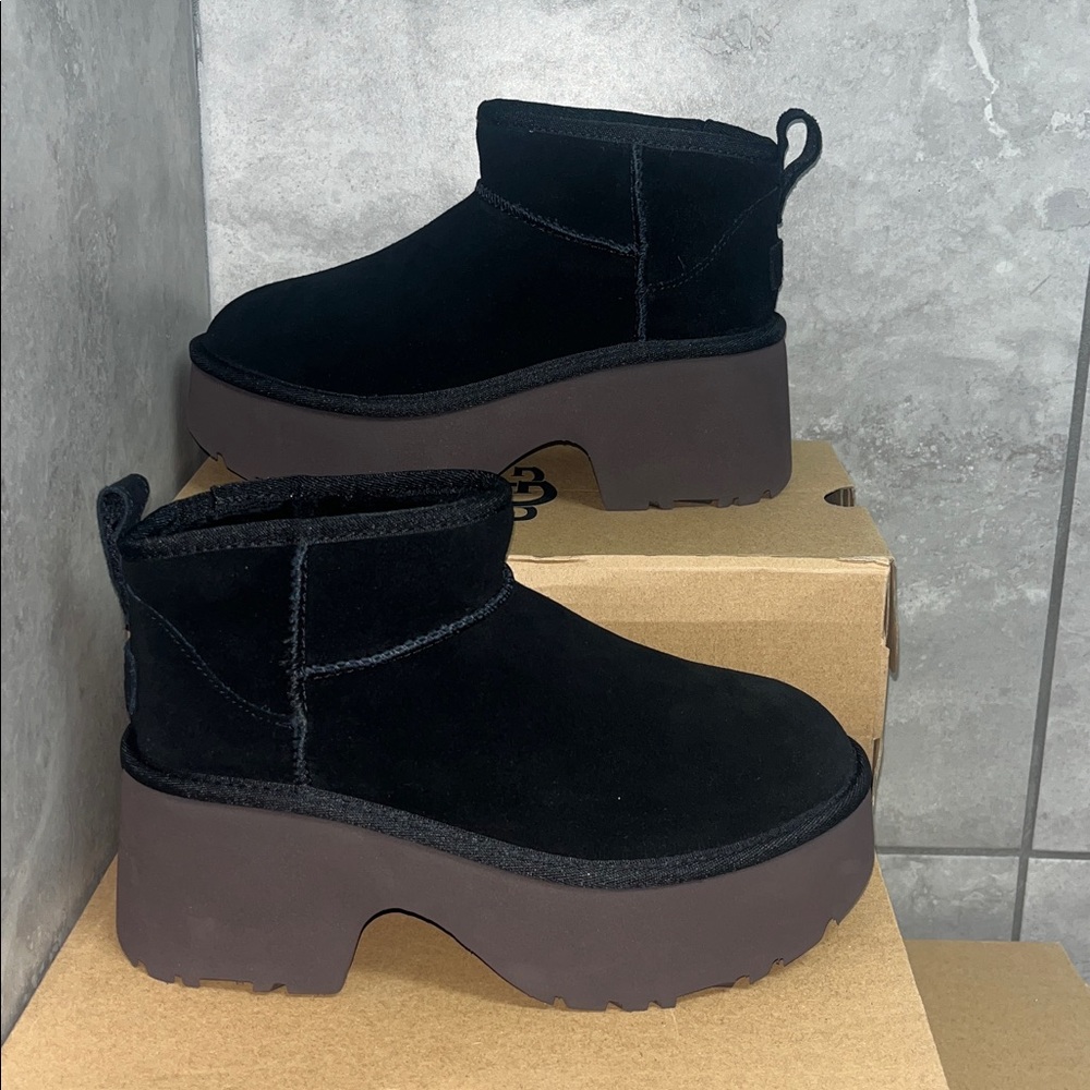 UGG Black Suede Platform Boots